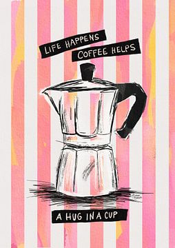 Mocca Coffee on Stripes - Hug in a Cup by Baroo Bloom