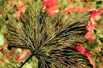 Kleurrijk kunstwerk van een blad van een boom van Lisette Rijkers