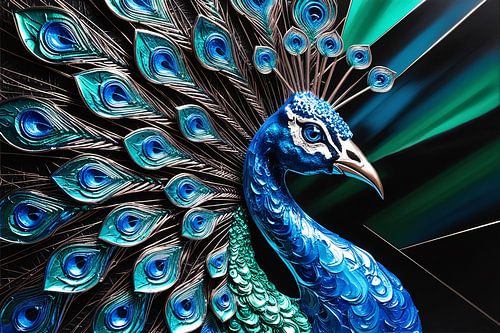 Pauw met kleurrijke veren