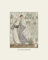 Le cactus épineux | De vrouw met haar planten en cactus | Floral, planten en landelijk | Art Deco mo