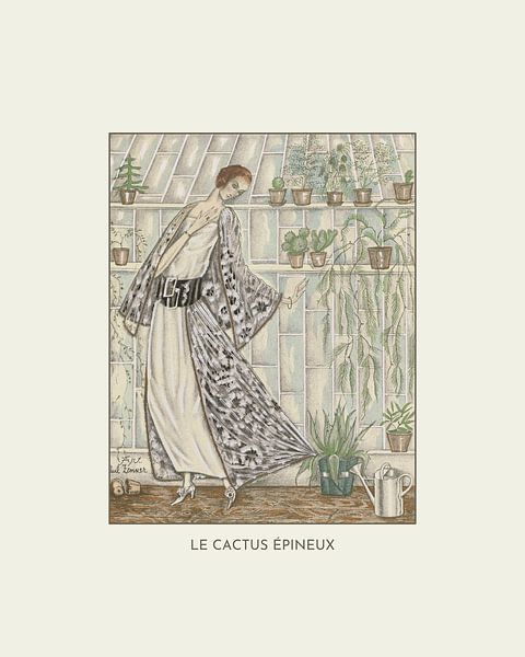 Le cactus épineux | The woman with her plants and cactus | Floral, plants and rural | Art Deco fashi von NOONY