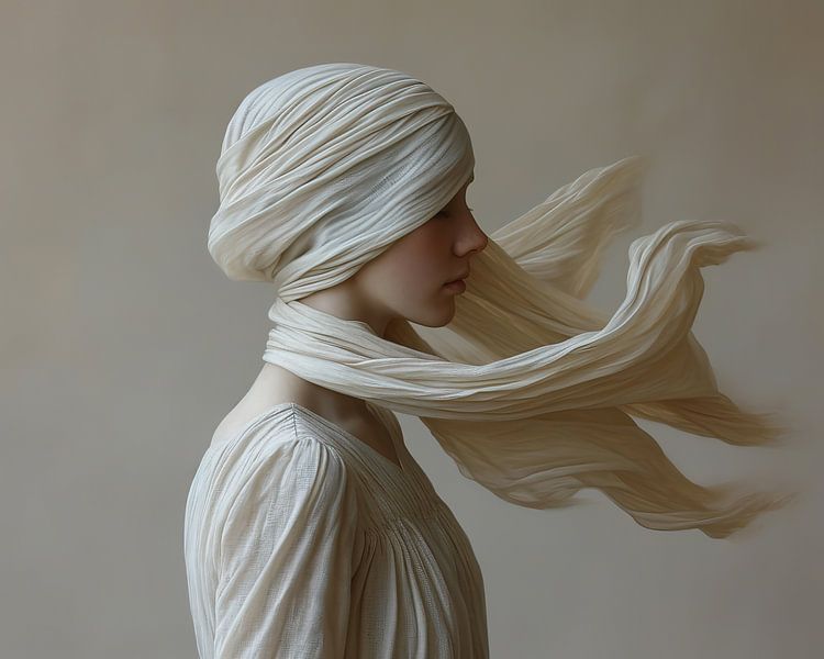 Frau Beige | Seidengeflüster von Kunst Laune
