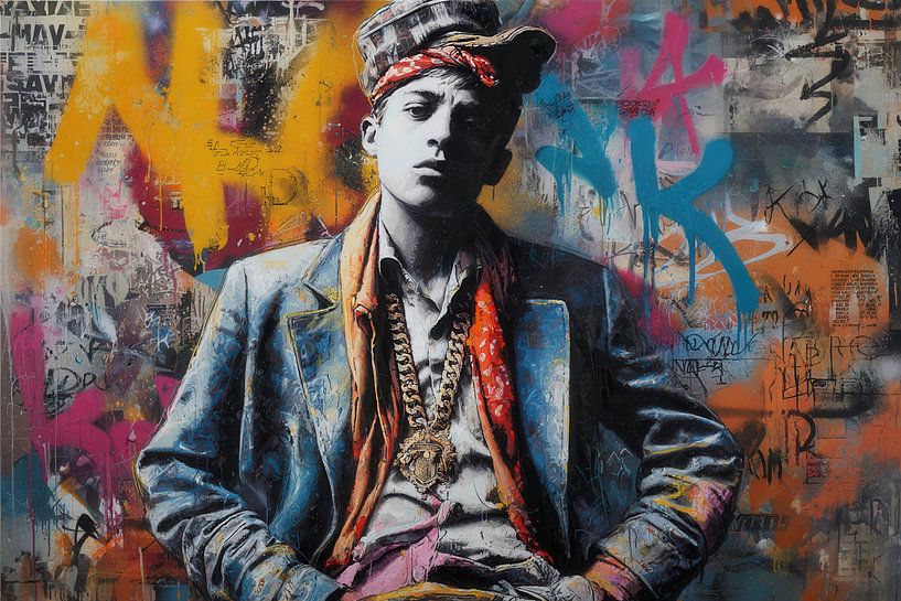 Portrait d'un homme urbain - Tough graffiti art par BowiScapes Art Abstrait  et digital
