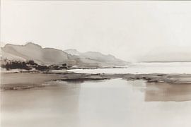 Neutraal abstract landschapsschilderij