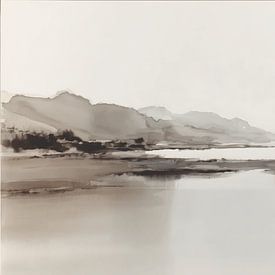 Neutraal abstract landschapsschilderij van IamHome Studio