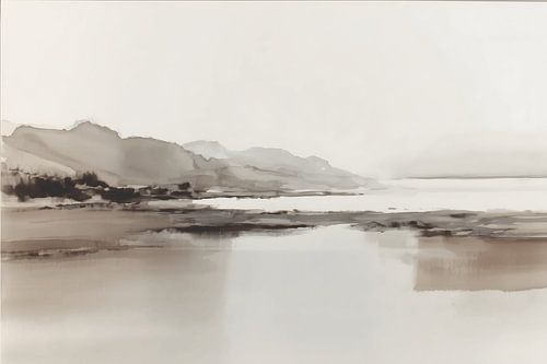 Neutrales abstraktes Landschaftsgemälde