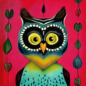 Deco owl painting by Laly Laura