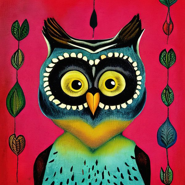 Deco uil schilderij van Laly Laura