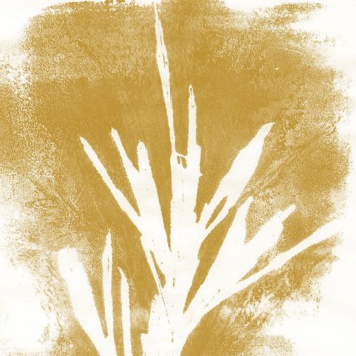 Moderne botanische minimalistische kunst. Abstracte plant in geel