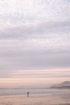 Paarse zonsonderagng op Surfers Beach, Tofino van Marit Hilarius