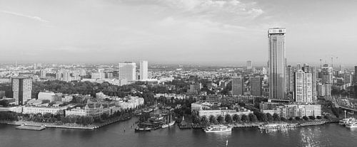 Zwartwit panorama skyline Rotterdam