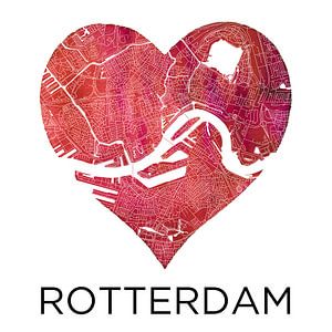 L'amour pour Rotterdam | Plan de la ville dans un coeur sur WereldkaartenShop