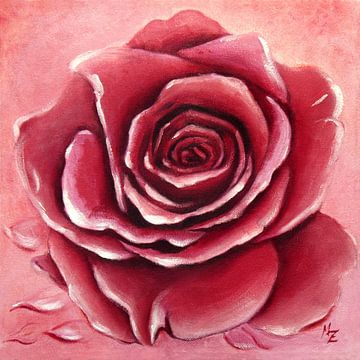 Fleur de rose peinte à la main sur Marita Zacharias