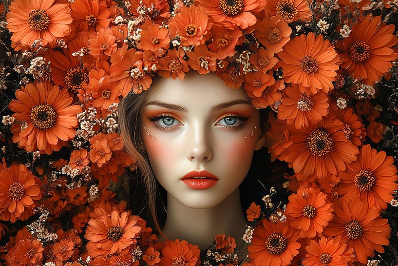 femme avec des fleurs fantaisie par Egon Zitter
