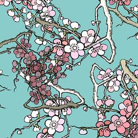 GRAFISCHE PRINT KERSENBLOESEM 2 by IYAAN