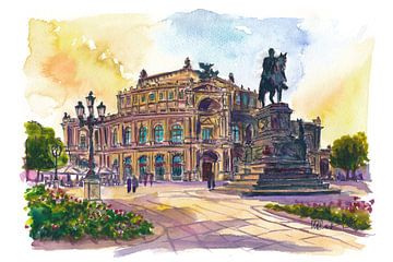 Dresden Semperoper Travel Cityscape Scene of the historic opera house by Markus Bleichner
