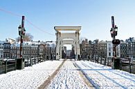 Verschneite schlanke Brücke in Amsterdam von Eye on You Miniaturansicht