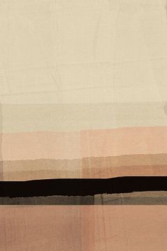 Japandi. Minimalistisch abstract landschap in wit, roze, zwart van Abstract Minimalist Art