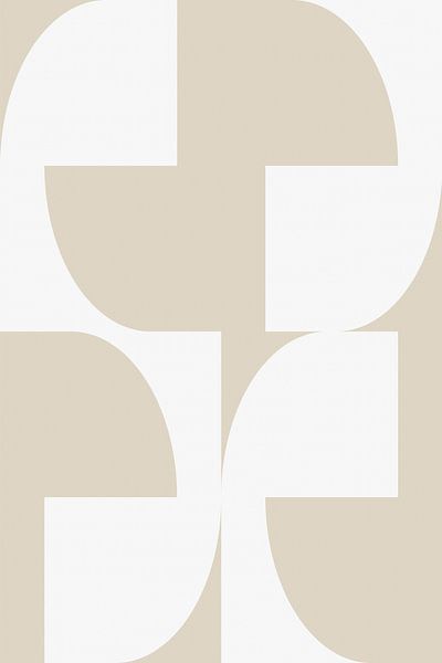 Modern abstract minimalist geometric shapes in beige and white 5 by Dina Dankers