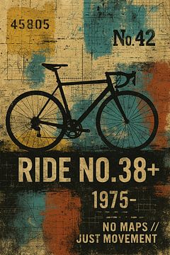 Ride No.38+ – racefiets collage in urban stijl van Marijke Trienekens