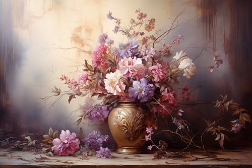 Romantisch Bloemenboeket Schilderij