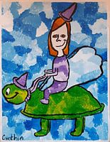 Witch on a turtle