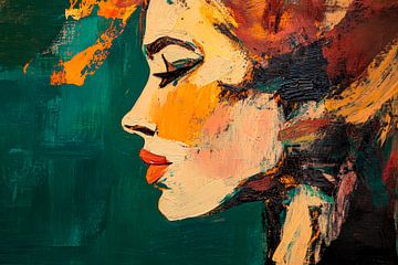 Portrait créatif d'une femme en couleurs sur Poster Art Shop