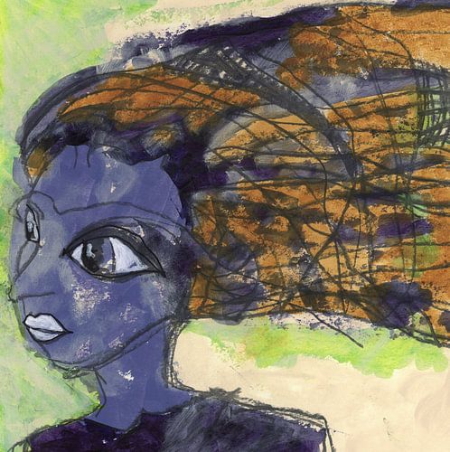 vrouw haar in de wind