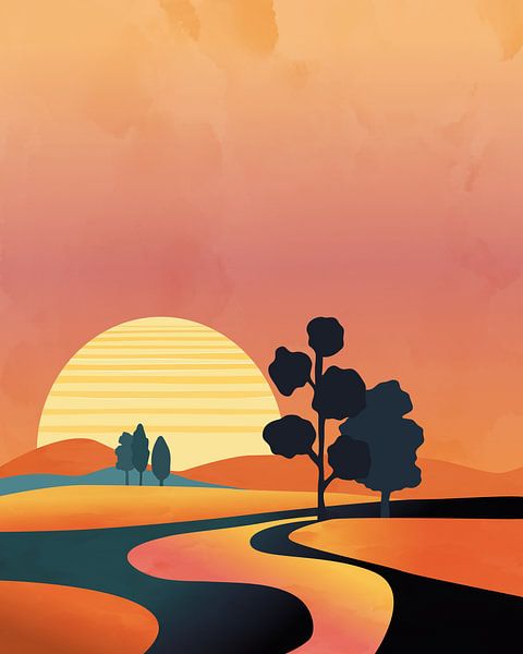 Bomen bij zonsondergang 2