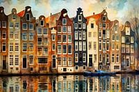 Peinture des maisons du canal d'Amsterdam