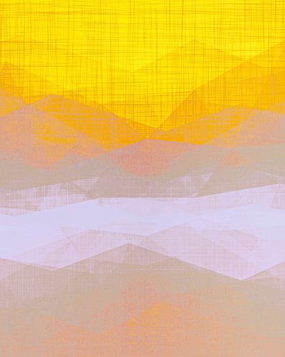 Morning Mist een moderne pop-art expressionist in geel