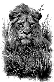Gravur eines majestätischen Löwen als PNG mit transparentem Hintergrund | Cliparts zur afrikanischen Tierwelt | Laser-Holz &, CNC