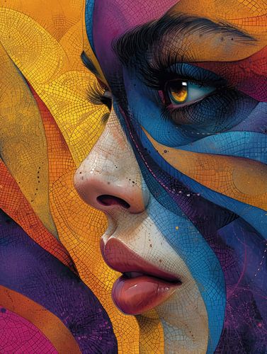 Power of Colour Abstract Female Side Profile