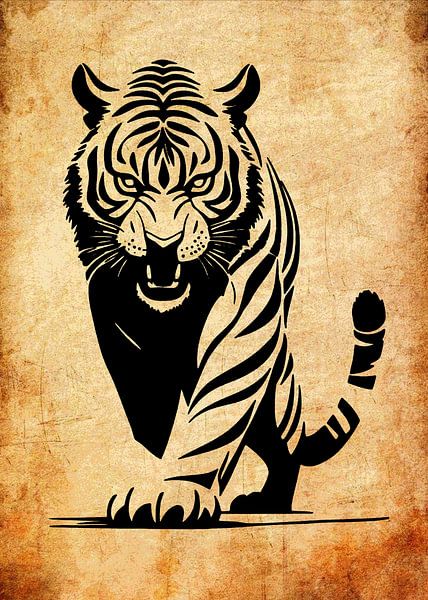 Silhouet zwarte tijger van Pus Meong Art