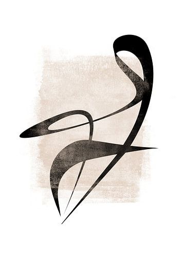 In elkaar grijpende Zes | Minimalistische Lijn Abstract