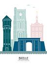 Skyline illustration Brielle in colour by Mevrouw Emmer thumbnail