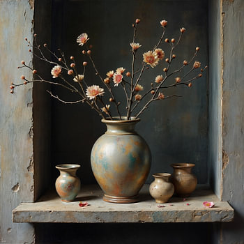 Vase mit Blütenzweig