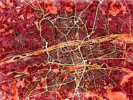 Map of Tours with the style 'Amber Autumn' by Maporia