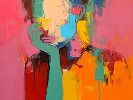 Portrait sur Peinture Abstraite