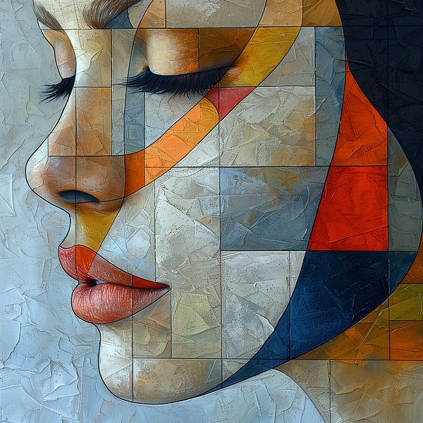 Portrait: Mozaïek van Emoties van Color Square