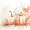 Landelijke herfstpracht stilleven met pompoenen van Mel Digital Art