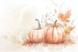 Ländliches Herbststillleben mit Kürbissen von Mel Digital Art