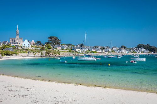 Strand en haven op het Ile de Batz, Bretagne