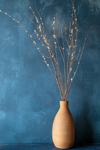 Vase beige avec branches de saule