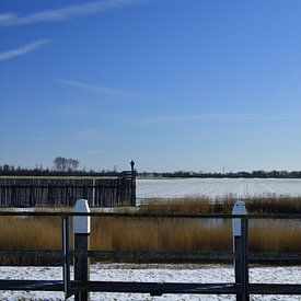 Havenkom van Schokland met sneeuw van Gerard de Zwaan