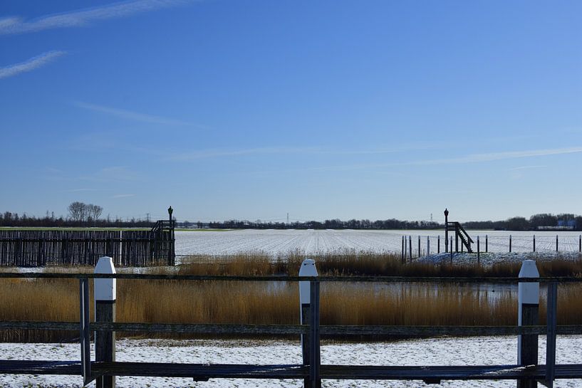 Port bowl of Schokland with snow by Gerard de Zwaan