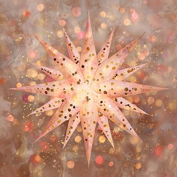 Stijlvolle kerstster in goud en roze