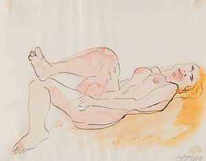 Max Pechstein, Nu féminin allongé, 1910