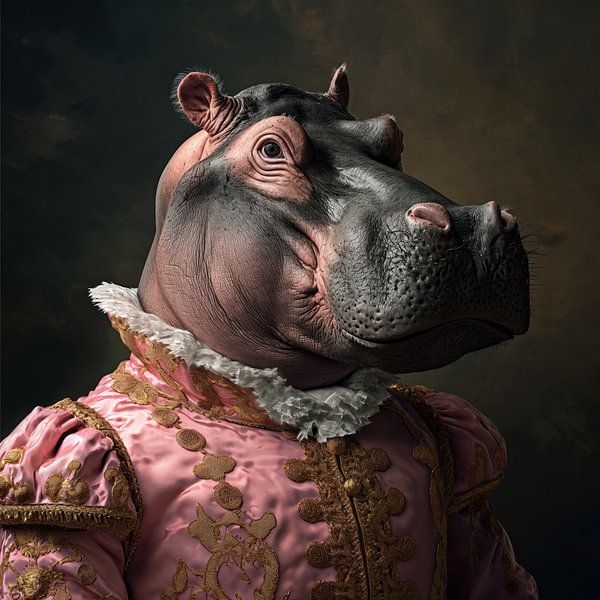 Rosa Armee Nilpferd von Rene Ladenius Digital Art