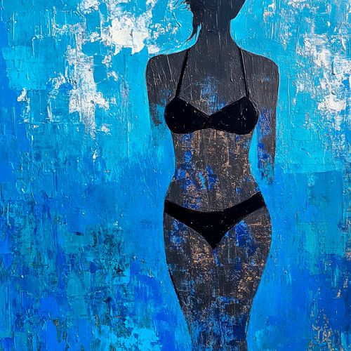 Silhouet in de blauwe oceaan